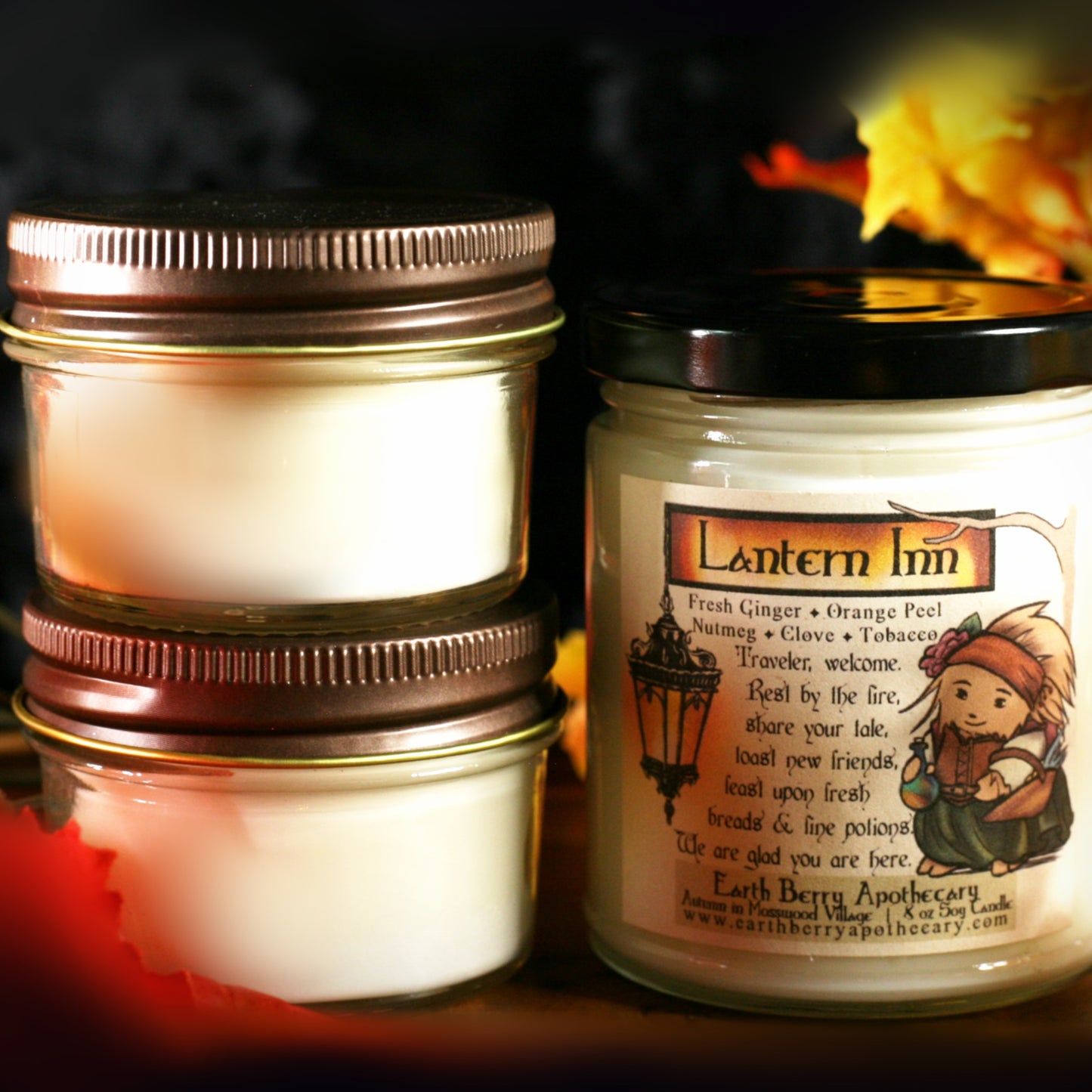 Autumn scented soy candles fantasy theme