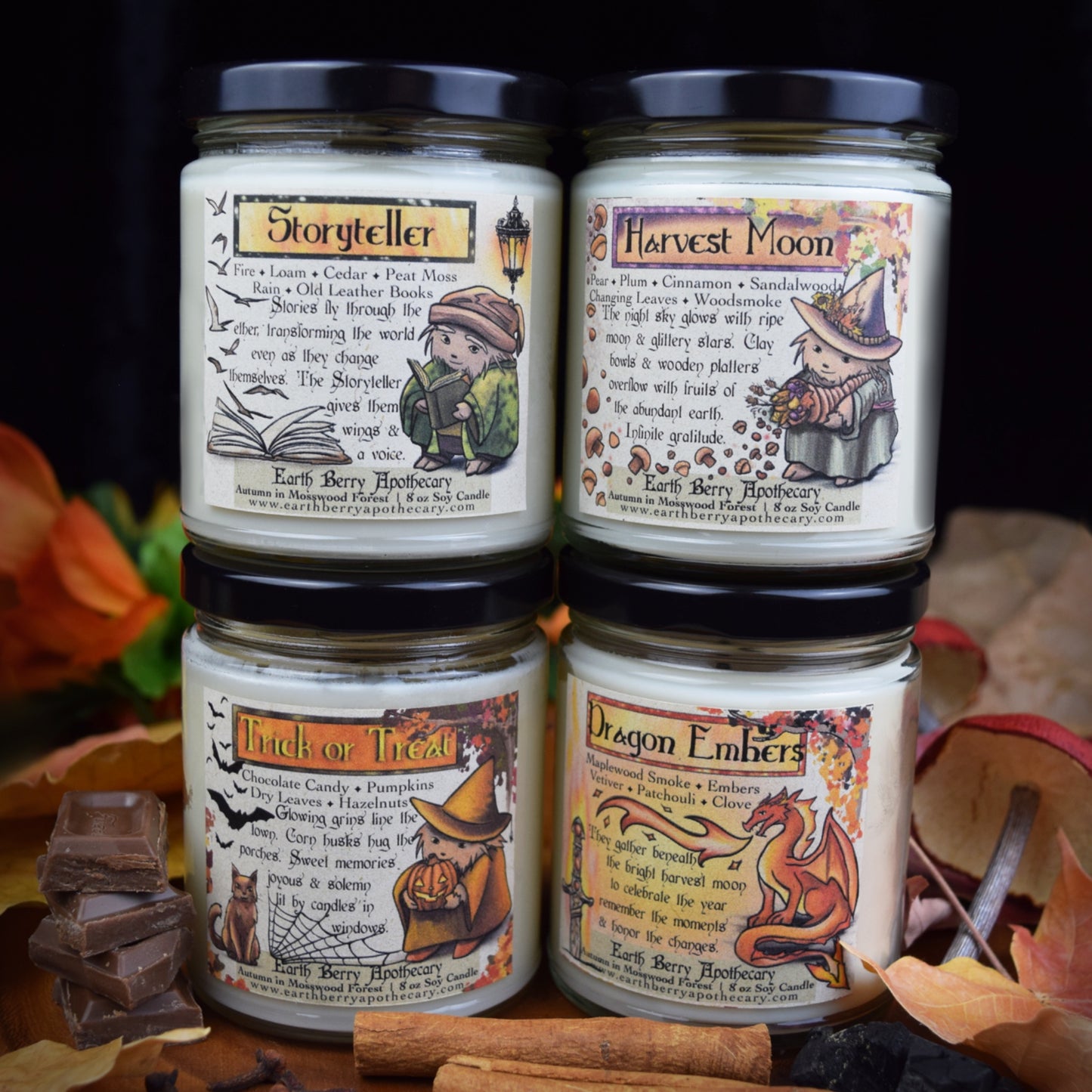 Fantasy themed scented soy candles