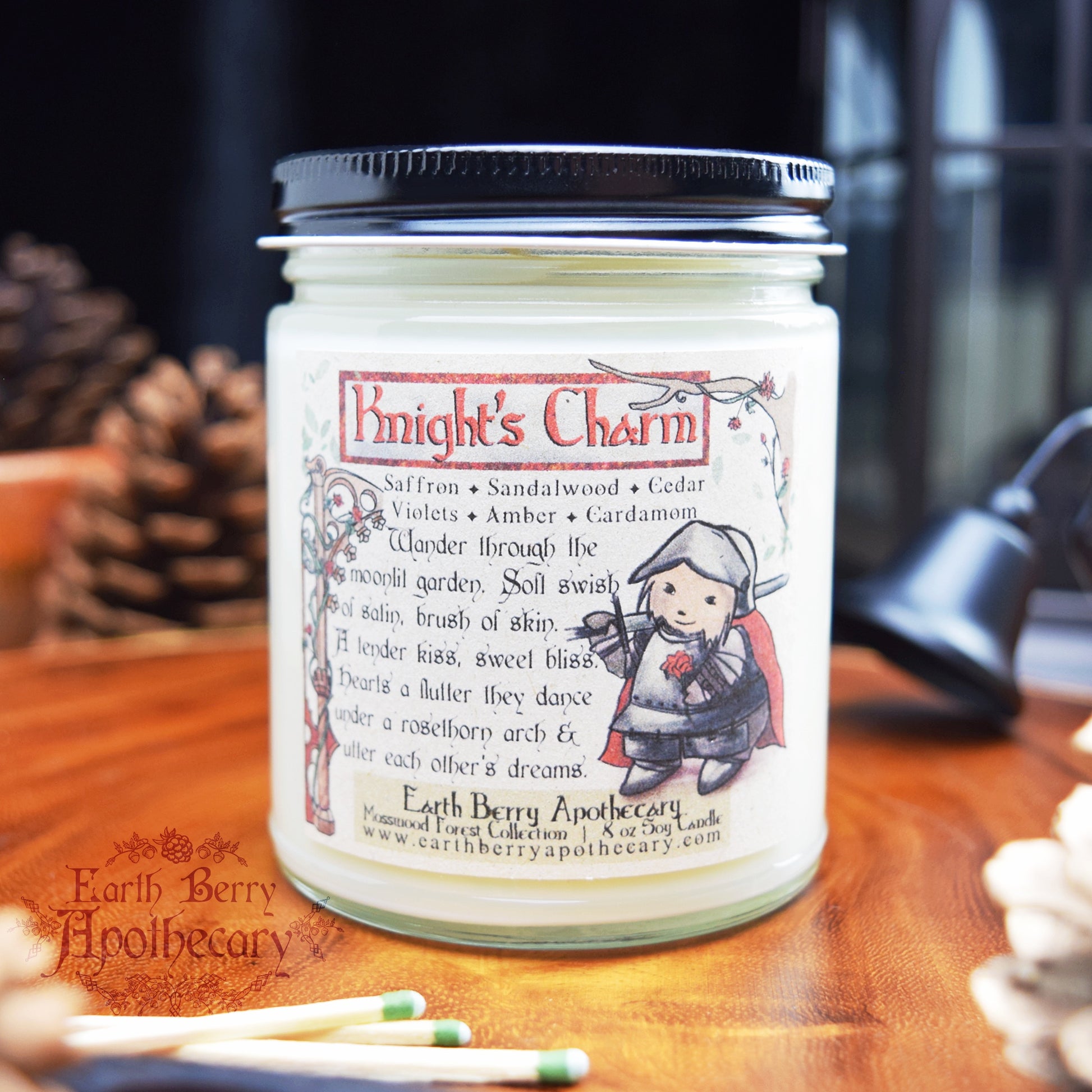 Sexy man scented fantasy candle called knights charm