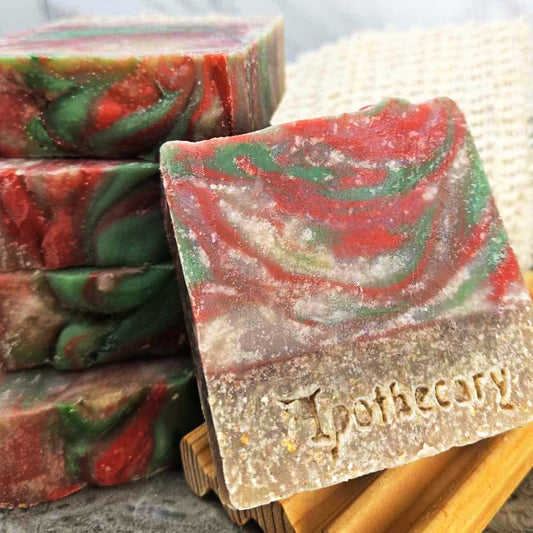 Exfoliating oatmeal gingerbread soap handmade with real oats